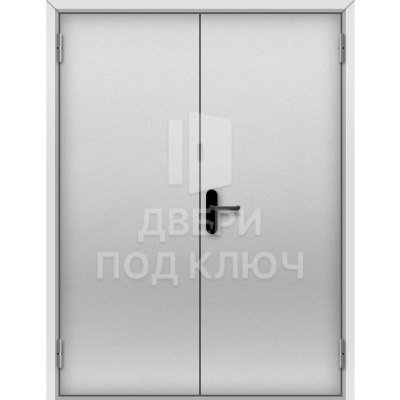 Противопожарная серая глухая двупольная дверь 2-го типа ДПК-18020
